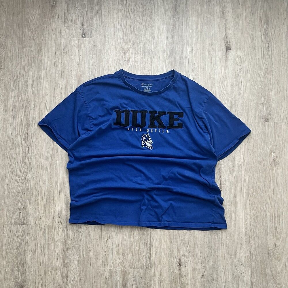 Champion Duke Blue Devils T Shirt Mens 2XL Blue Embroidered NCAA College